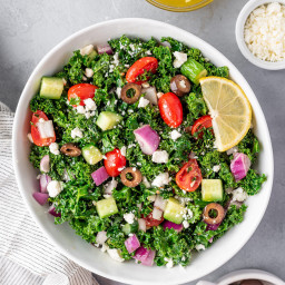 Greek Kale Salad with lemon Olive Oil Dressing