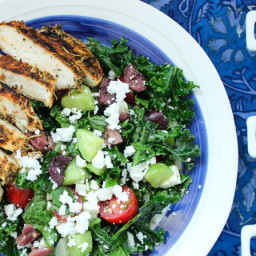 Greek Kale Salad with Seasoned Chicken