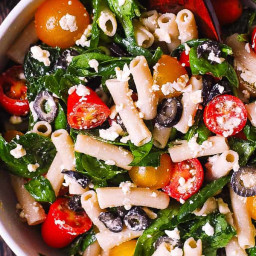 Greek Pasta Salad with Spinach