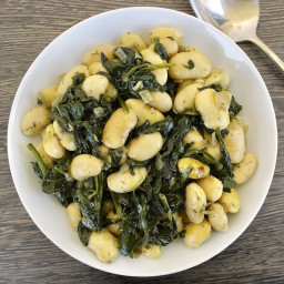 Greek Roasted Beans with Spinach- Gigantes me Spanaki