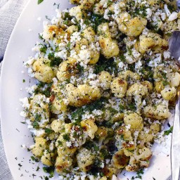Greek Roasted Cauliflower with Feta and Herbs