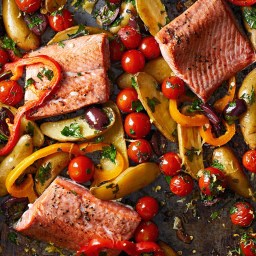 Greek Roasted Fish with Vegetables Recipe