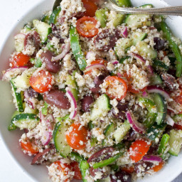 Greek Salad with Cauliflower Couscous (Vegan-Whole30)