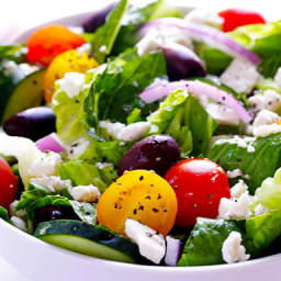 Greek Salad with Garlic-Lemon Vinaigrette