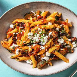 Greek Style Penne with Feta and Black Olives