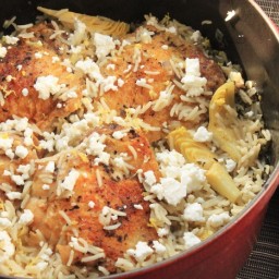 Greek-Style Rice Pilaf With Chicken Thighs
