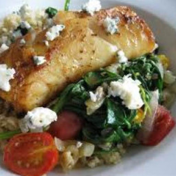 Greek Tilapia over Wilted Spinach