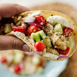 Greek Chicken Tacos with Whipped Feta