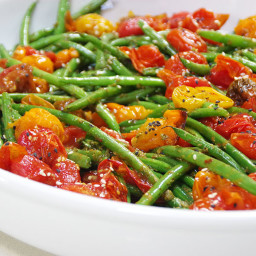 green bean, butter bean, and tomato salad