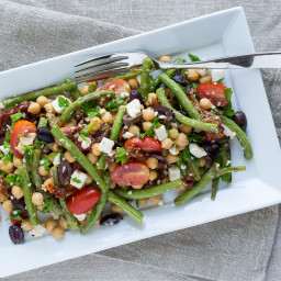 Green Bean, Chickpea & Sun-Dried Tomato Salad with Feta & Olives