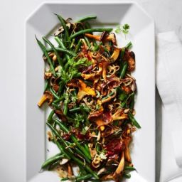 Green Beans with Wild Mushrooms and Crispy Shallots