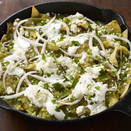 Green Chilaquiles in Roasted Tomatillo Sauce