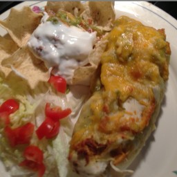 Chicken Burritos Enchilada Style with Green Chili Sauce