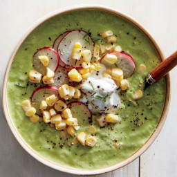 Green Gazpacho with Corn and Radish Salad