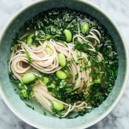 Green Miso Soup With Soba