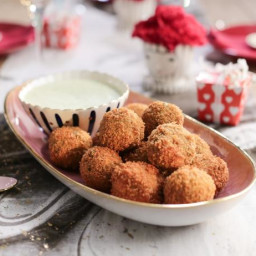Green Pea Arancini with Herby Lemon Dipping Sauce