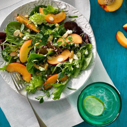 Green Salad with Peaches, Feta and Mint Vinaigrette