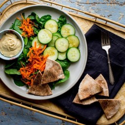 Green Salad with Pita Bread and Hummus