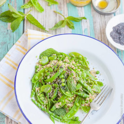 Green Spring Salad with Quinoa and a Lemon Mustard Dressing