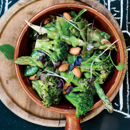 Green Vegetables with Dukka and Tahini Dressing