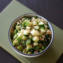 Green Veggie Fried Rice with Miso Dressing