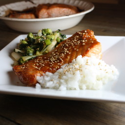 Green Asian Stir Fry with Miso Salmon