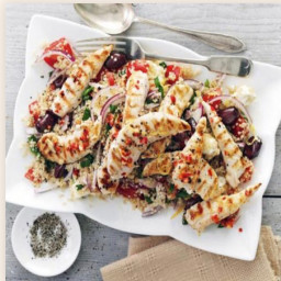 Griddled chicken with quinoa Greek salad