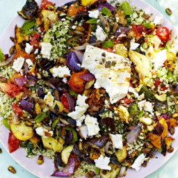 Griddled vegetables and feta with tabbouleh