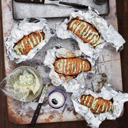 Grill-Baked Potatoes with Chive Butter