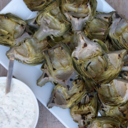 Grilled Artichokes with Lemon-Caper Dipping Sauce