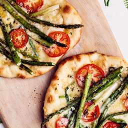 Grilled-Asparagus, Tomato, and Fontina Pizzette