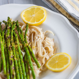 Grilled Asparagus with Lemon White Wine Fettuccine Recipe