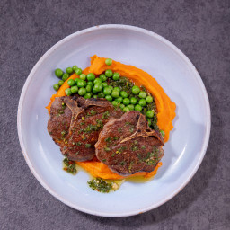Grilled Australian Lamb T-Bone Chops  with Carrot Top Harissa