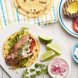Grilled Avocado and Flank Steak Soft Tacos