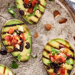 Grilled Avocados Stuffed with Black Beans and Tomato