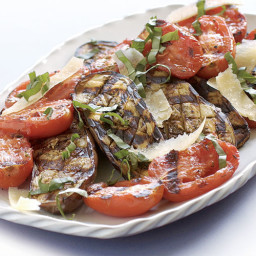 Grilled Baby Eggplant and Plum Tomatoes with Fresh Basil