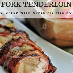 Grilled Bacon Wrapped Pork Tenderloin Stuffed with Apples
