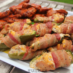 Grilled Bacon Wrapped Stuffed Jalapenos (AKA The Bomb Bombs)