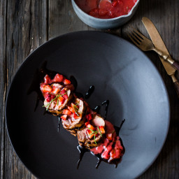 Grilled Balsamic Pork Tenderloin with Strawberries and Rosemary