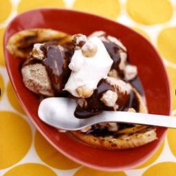 Grilled Banana Splits with Coffee Ice Cream and Mocha Sauce
