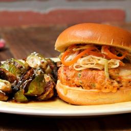 Grilled Bang Bang Shrimp Burger With Asian Brussels Sprouts Recipe by Tasty