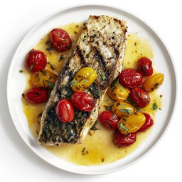 Grilled Bass with Buttery Tomatoes