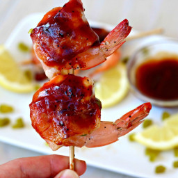 Grilled BBQ Bacon Wrapped Shrimp