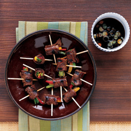 Grilled Beef Rolls with Scallion Soy Dipping Sauce