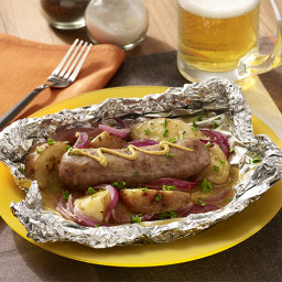 Grilled Beer Brats & Potatoes Foil Packets