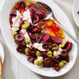 Grilled Beet Salad with Burrata and Cherries