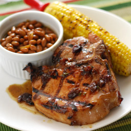 Grilled Bourbon and Cherry Pork Chops