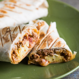 Grilled Breakfast Burritos Recipe with Sausage, Egg, Bacon