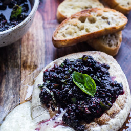 Grilled Brie and Chard Bread with Blackberry Basil Smash Salsa.