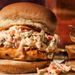 Grilled Buffalo Chicken Sliders Recipe & Carrot and Celery Slaw